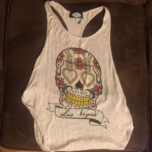 Vegas Skull Low Back Tank